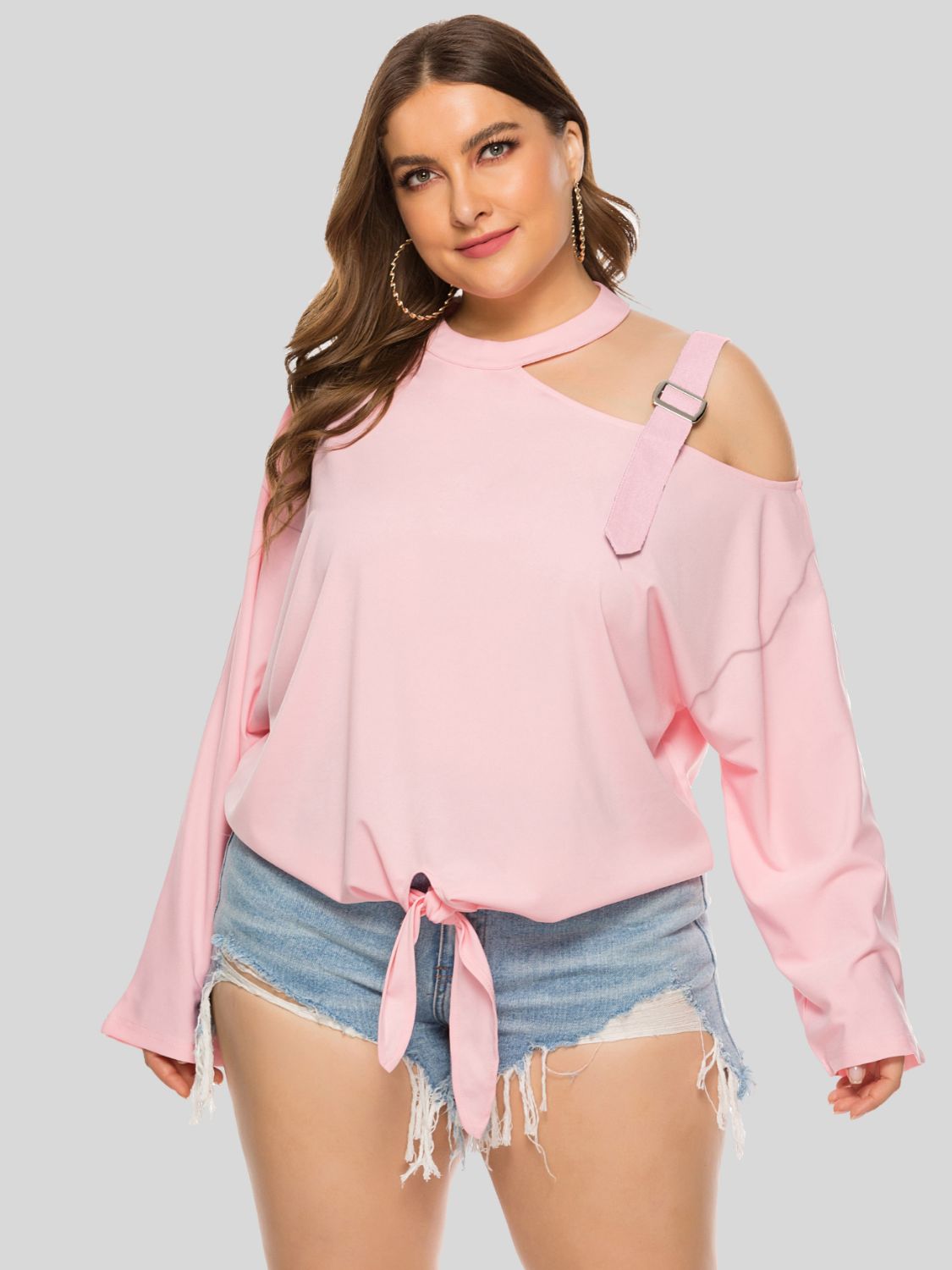 Plus Size Cold-Shoulder Unique Top