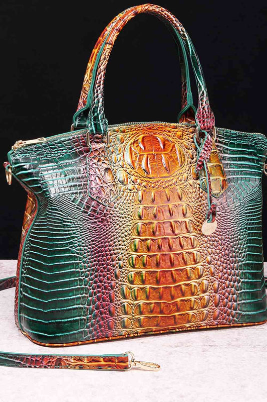 Gradient Crocodile Texture PU Leather Handbag