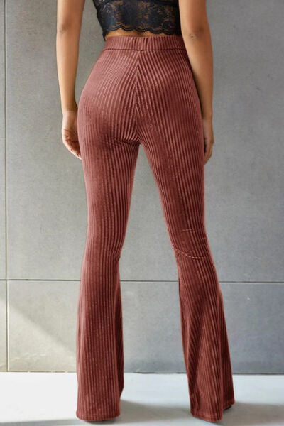 Soft Ribbed High Waist Flare Leg Leggings