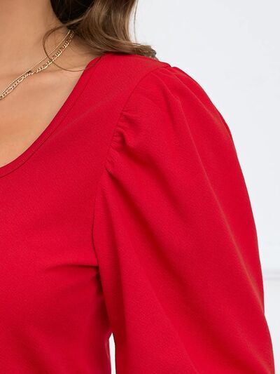 Women Square Neck Puffy Lantern Sleeve Blouse