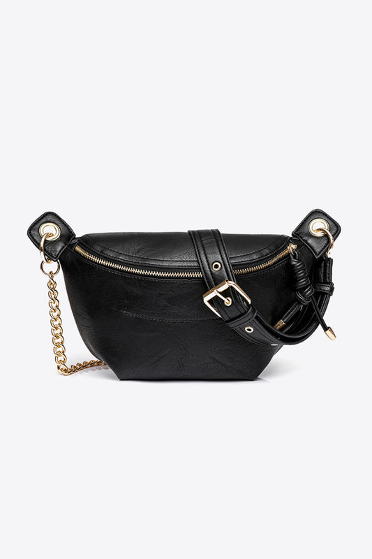 PU Leather Gold Chain Strap Fanny Pack