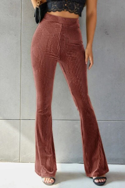 Soft Ribbed High Waist Flare Leg Leggings