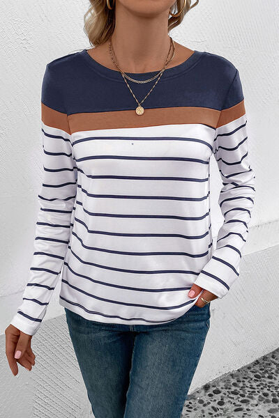 Bold Pin Stripe Long Sleeve Top