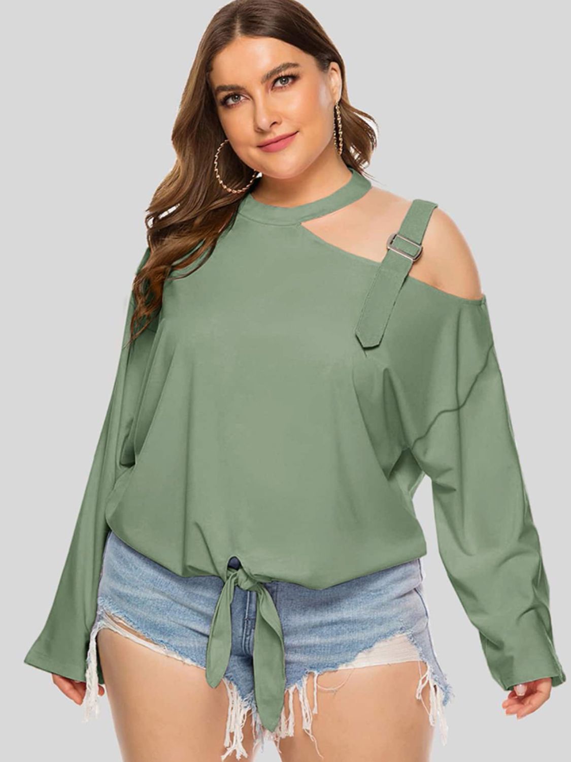 Plus Size Cold-Shoulder Unique Top