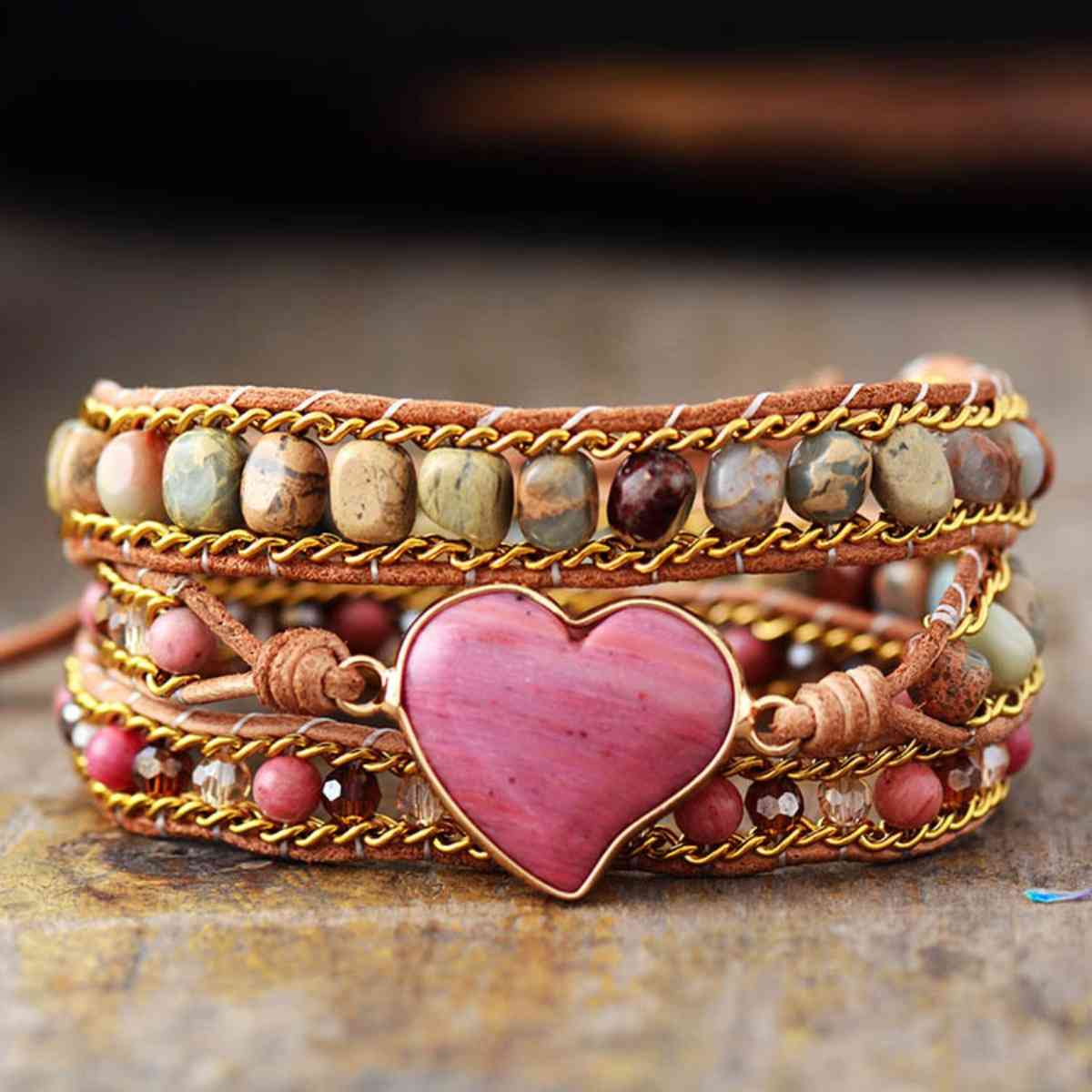 Crystal  Heart Bead Bracelet