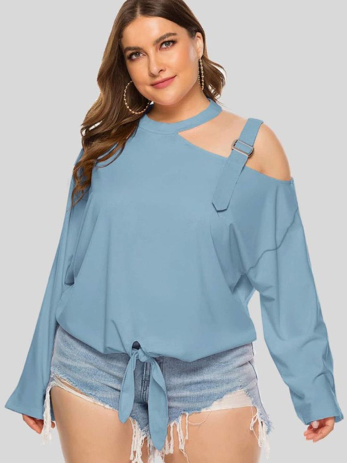 Plus Size Cold-Shoulder Unique Top