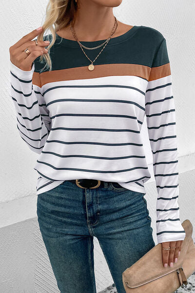 Bold Pin Stripe Long Sleeve Top