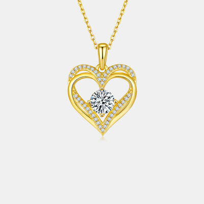 Chain Necklace Carrying A 1.2 Carat Moissanite Heart Shape Pendant