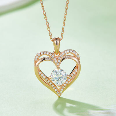 Chain Necklace Carrying A 1.2 Carat Moissanite Heart Shape Pendant