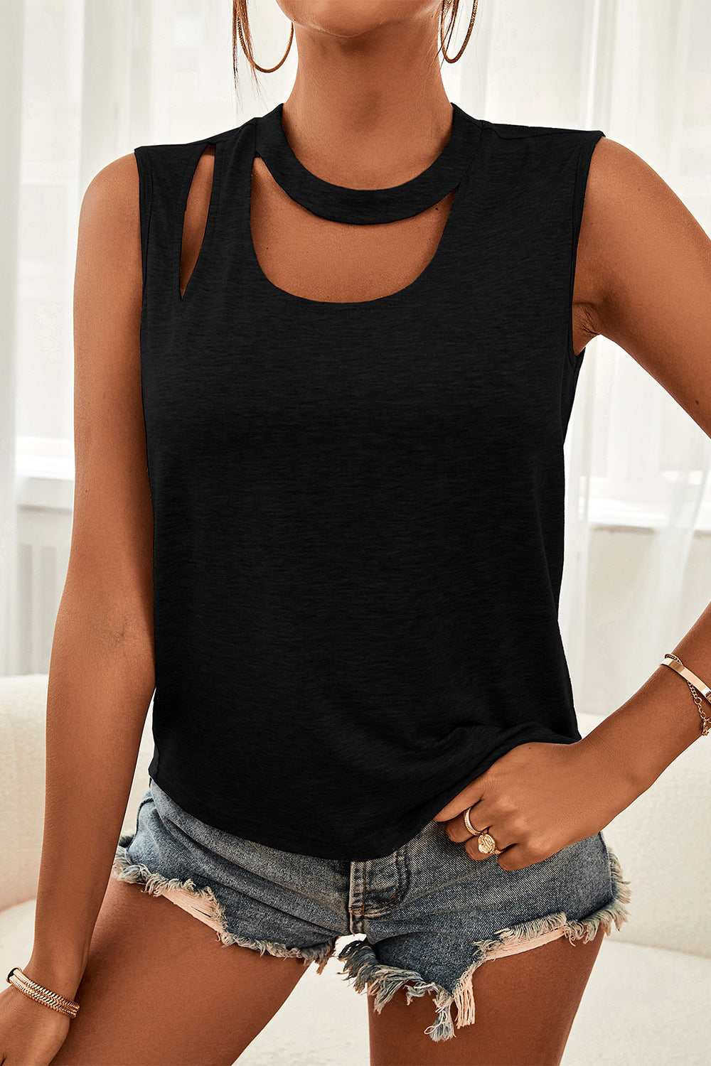 Cutout Sleeveless Top