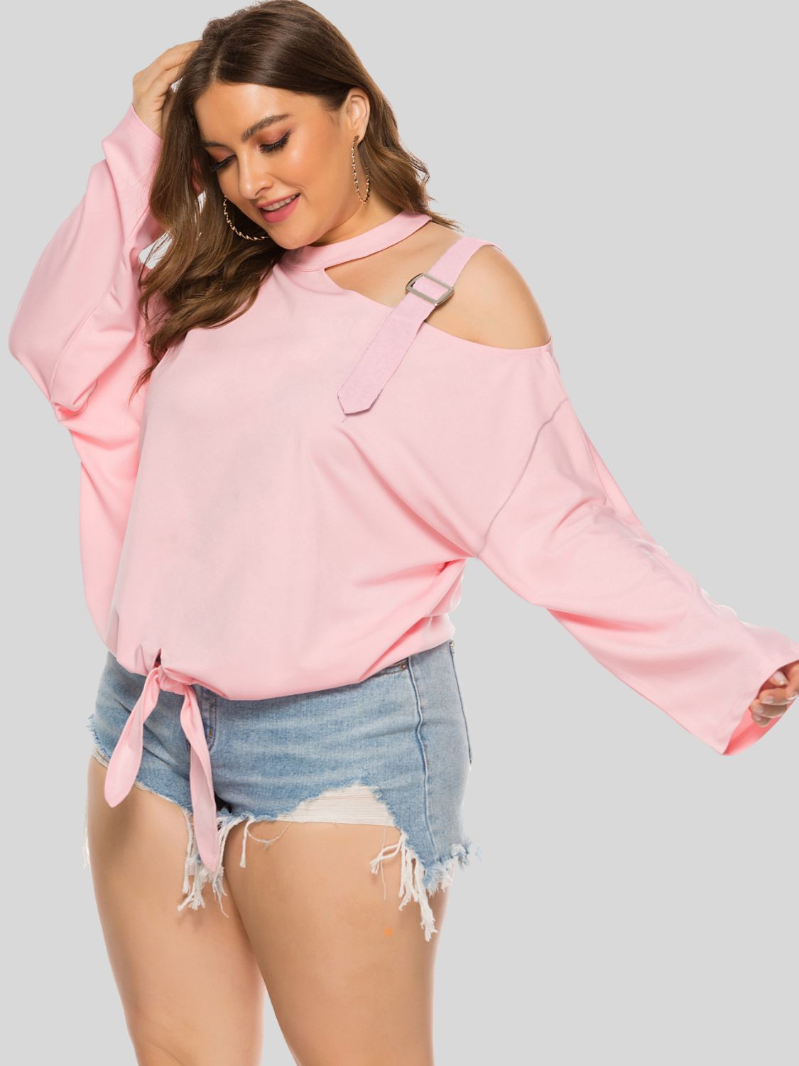 Plus Size Cold-Shoulder Unique Top