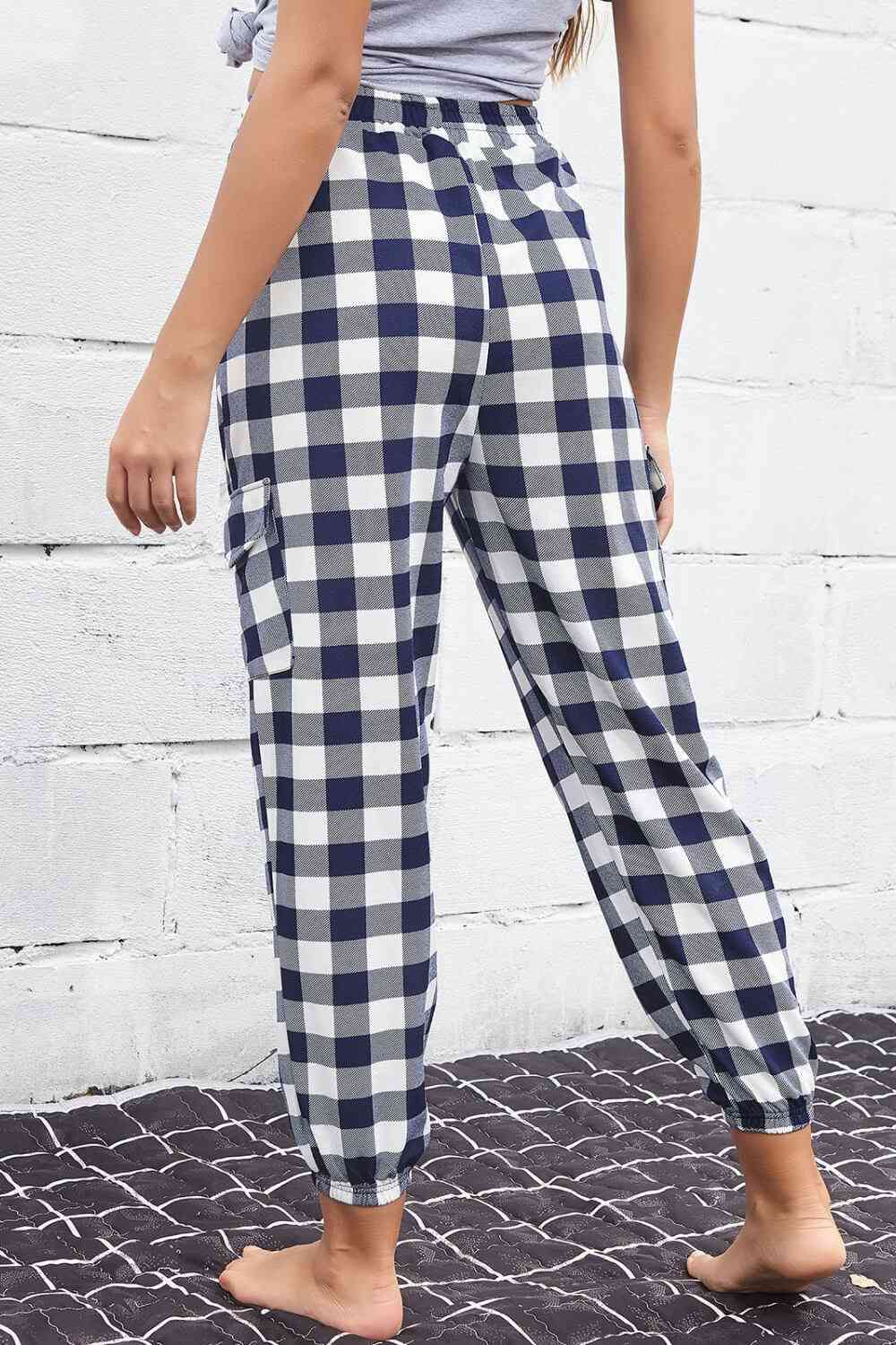 Elastic Waist Plaid Lounge Pants