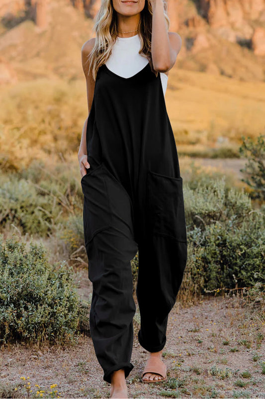 Oversize Onesie Jumpsuit V-Neck Sleeveless with Pocket