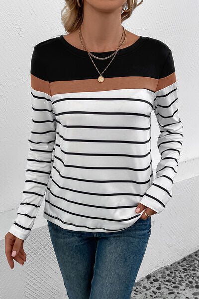 Bold Pin Stripe Long Sleeve Top