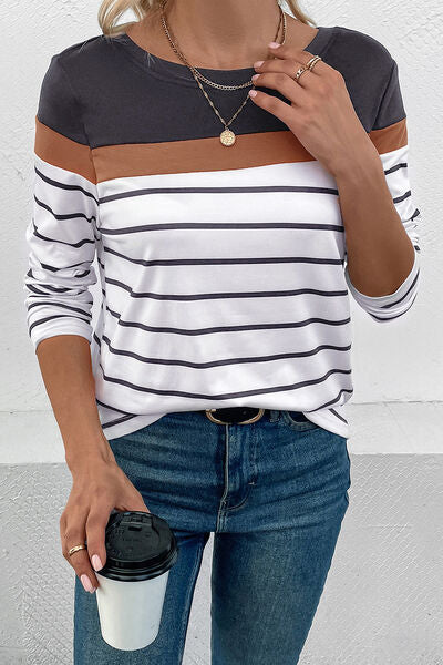 Bold Pin Stripe Long Sleeve Top