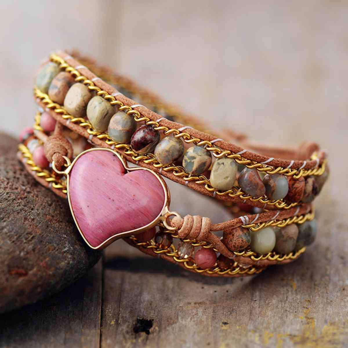 Crystal  Heart Bead Bracelet