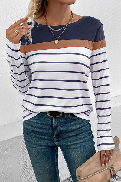 Bold Pin Stripe Long Sleeve Top