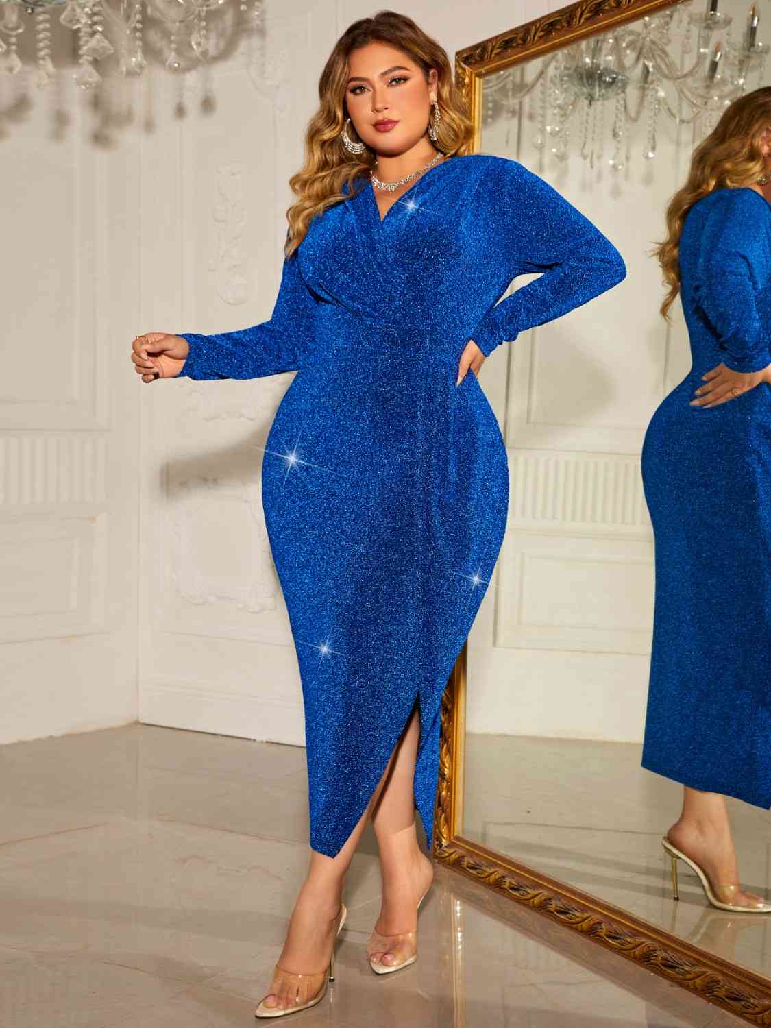 Long Sleeve Empire Waistline Midi Dress