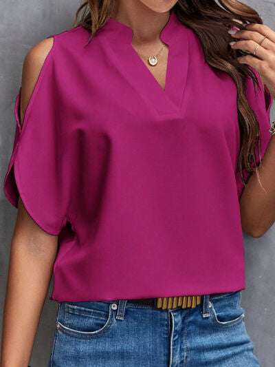 Cape Sleeve Cold Shoulder Casual Blouse