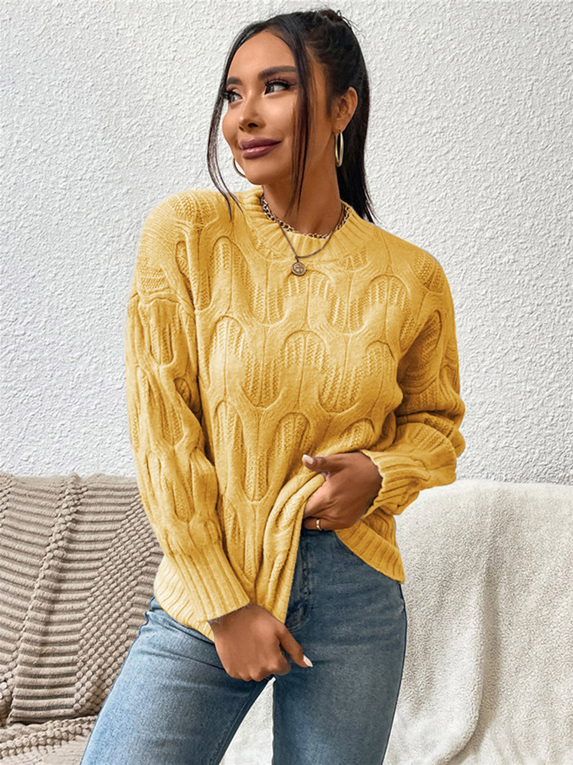 Round Neck Long Sleeve Sweater