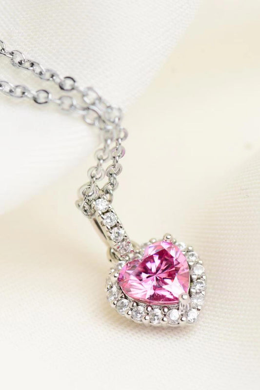 1 Carat Diamond Heart Pendant Silver Necklace