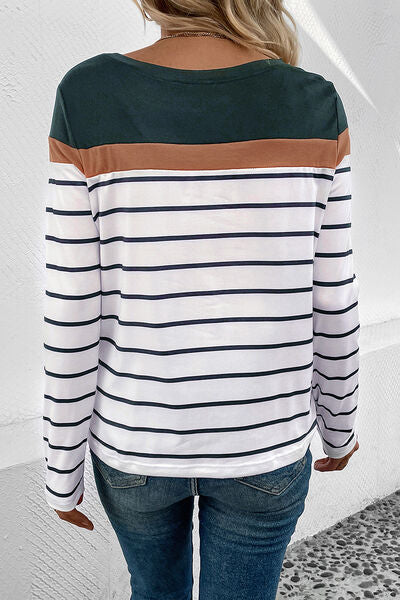 Bold Pin Stripe Long Sleeve Top