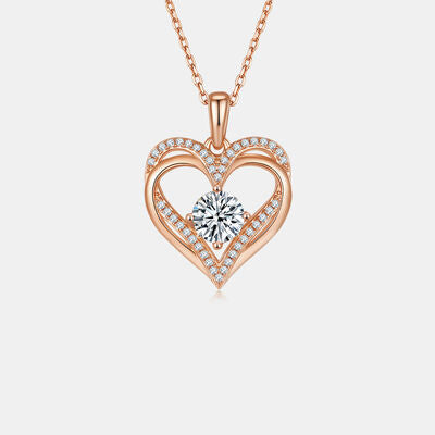 Chain Necklace Carrying A 1.2 Carat Moissanite Heart Shape Pendant