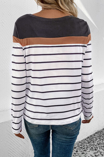 Bold Pin Stripe Long Sleeve Top