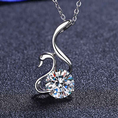 2 Carat Moissanite Diamond 925 Sterling Silver Necklace Swan Pendant