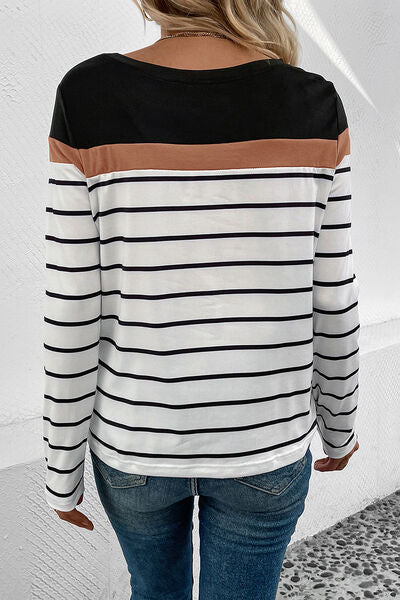 Bold Pin Stripe Long Sleeve Top