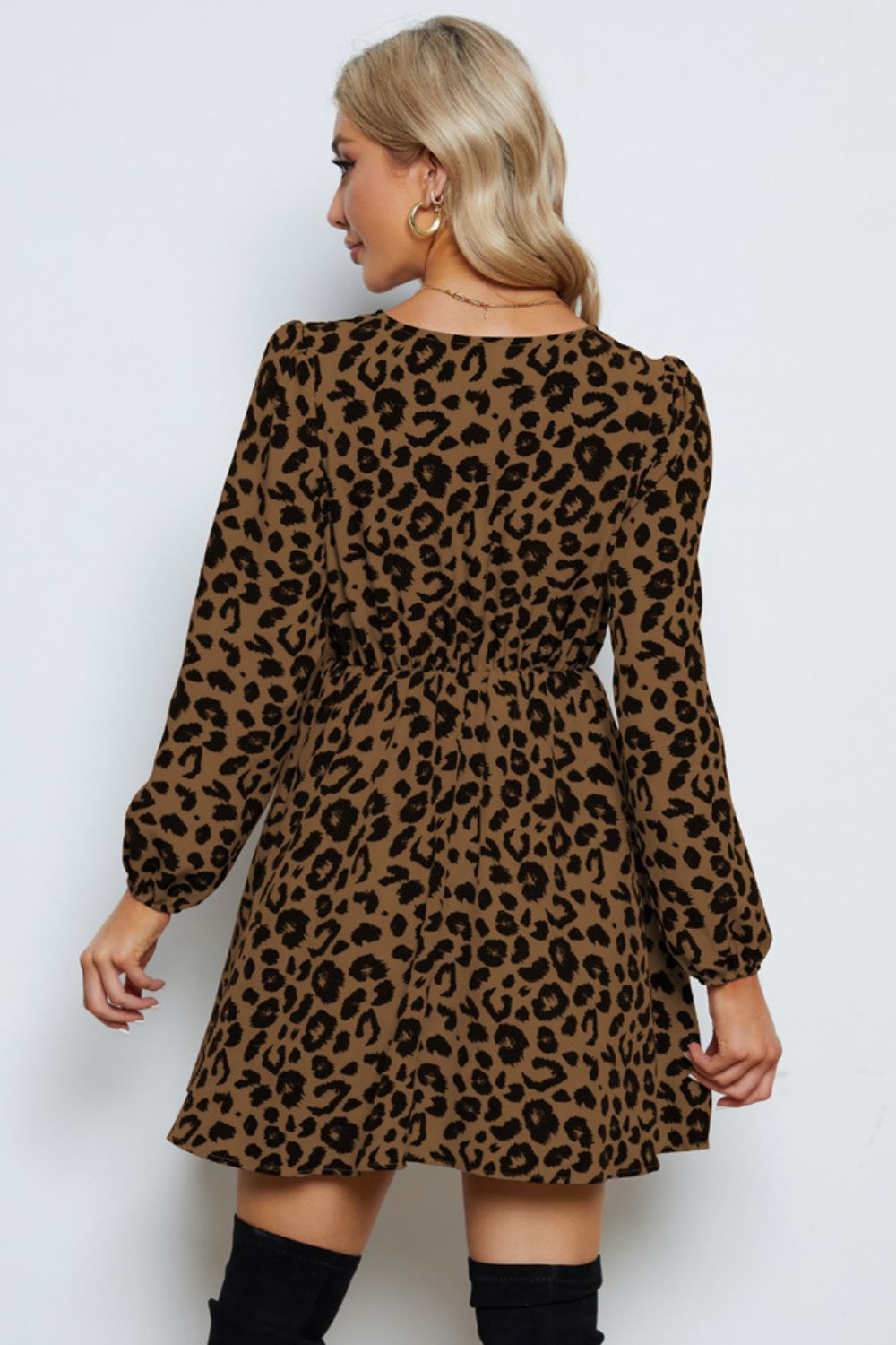 Leopard Print Mini Dress with Long Sleeves