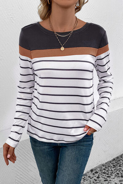 Bold Pin Stripe Long Sleeve Top