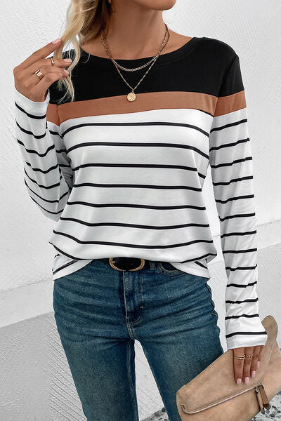 Bold Pin Stripe Long Sleeve Top