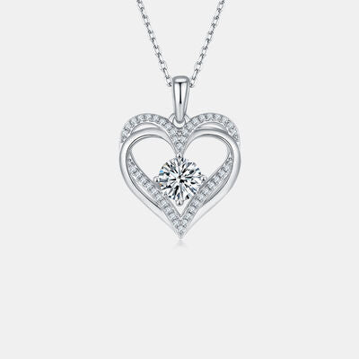 Chain Necklace Carrying A 1.2 Carat Moissanite Heart Shape Pendant