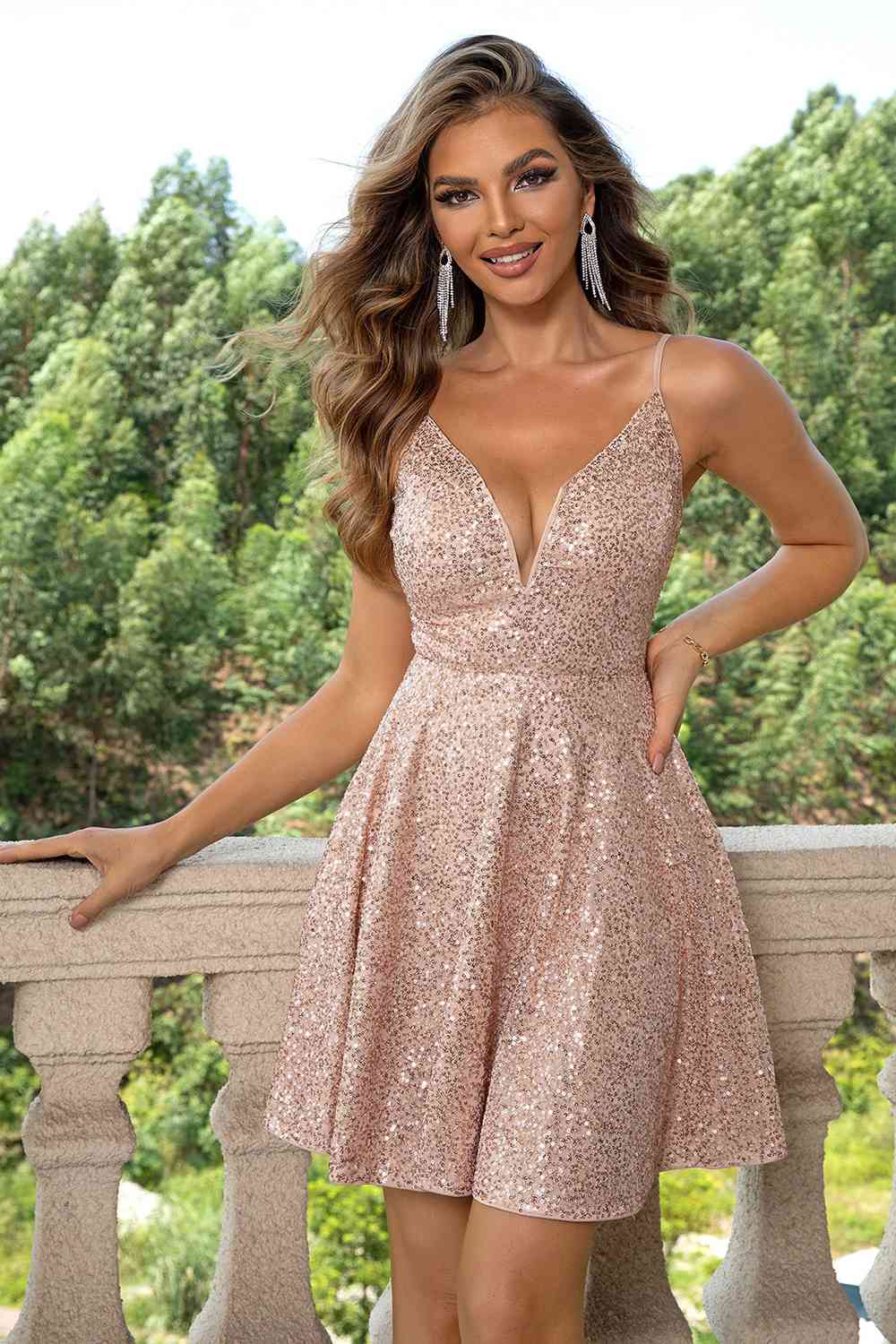 Sequins Spaghetti Strap Mini Dress