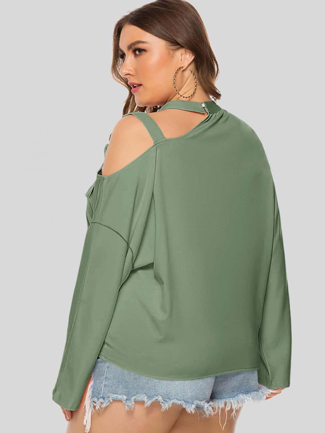 Plus Size Cold-Shoulder Unique Top