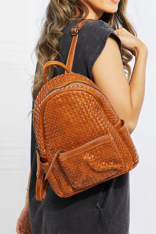 SHOMICO Vegan Leather Woven Backpack