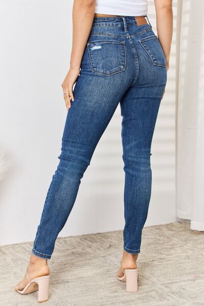 Judy Blue Stretchy High Waist Distressed Slim Jeans