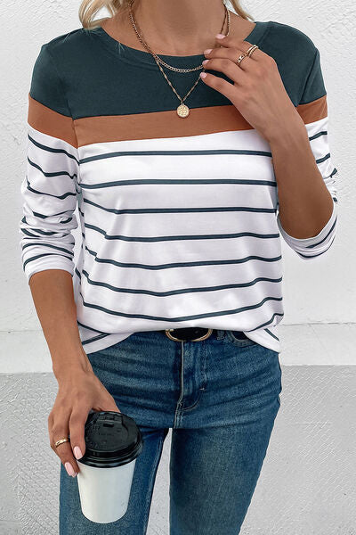 Bold Pin Stripe Long Sleeve Top