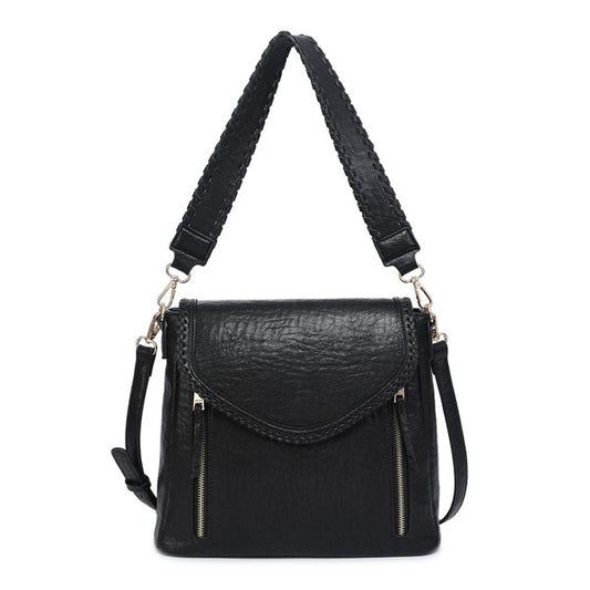 Jen and Co. Double Zip Whipstitch Trim Crossbody